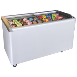 Commercial Horizontal Display Freezer with Baskets 515 Litres 2 Glass Doors Ventilated Cooling 1510x694x900mm | CaterEq CEKOBE308