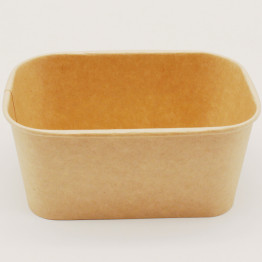 300pcs Kraft Rectangular Bowl 1000ml PE - CEKPRB1000
