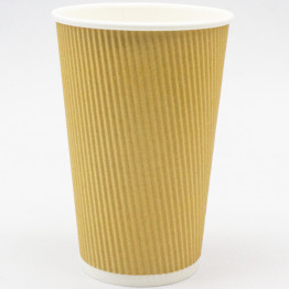 500pcs Kraft Ripple Wall Coffee Cup 16oz/473ml PE - CEKR16OZ
