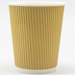 500pcs Kraft Ripple Wall Coffee Cup 8oz/237ml PE - CEKR8OZ
