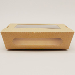 300pcs Kraft Salad Box with window 330ml PE - CEKSBWINDOW330