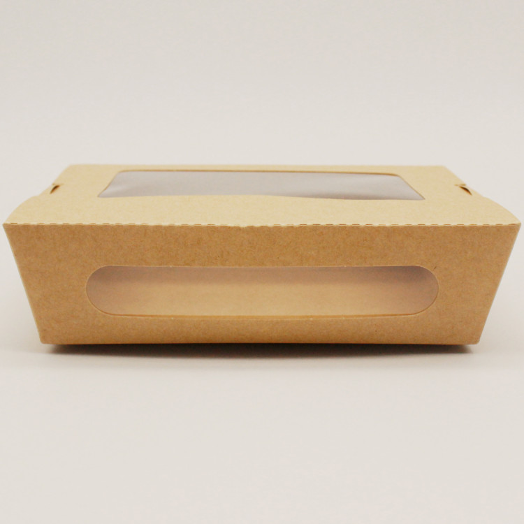 300pcs Kraft Salad Box with window 600ml PE - CEKSBWINDOW600