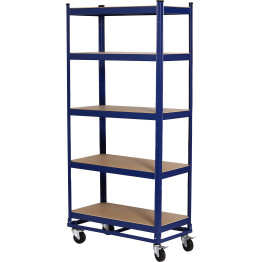 Commercial Blue Heavy Duty Mobile Shelving Unit 5 Shelves 875kg Loading Capacity 900x450x1800mm - CEKWH20