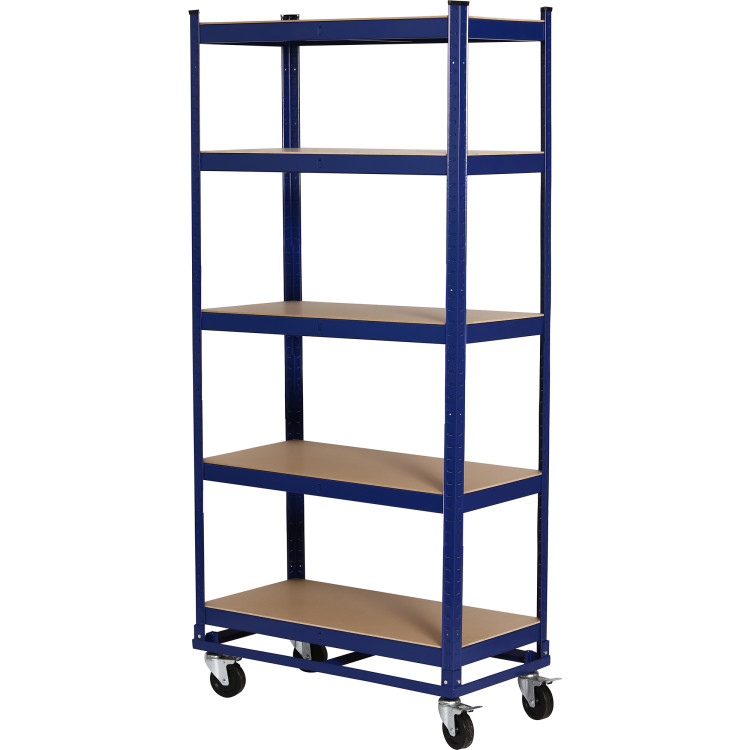 Commercial Blue Heavy Duty Mobile Shelving Unit 5 Shelves 875kg Loading Capacity 900x450x1800mm - CEKWH20