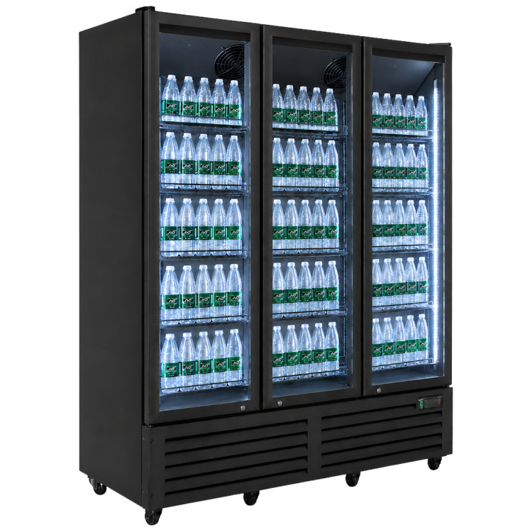 Commercial Upright Display Fridge 1160L 3 Glass Doors Black 0–10°C | CaterEq CEKXG1680P
