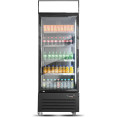 Commercial Bottle Cooler Upright 600 litres Single Glass Door with LED Canopy in Black - CEKXG600H