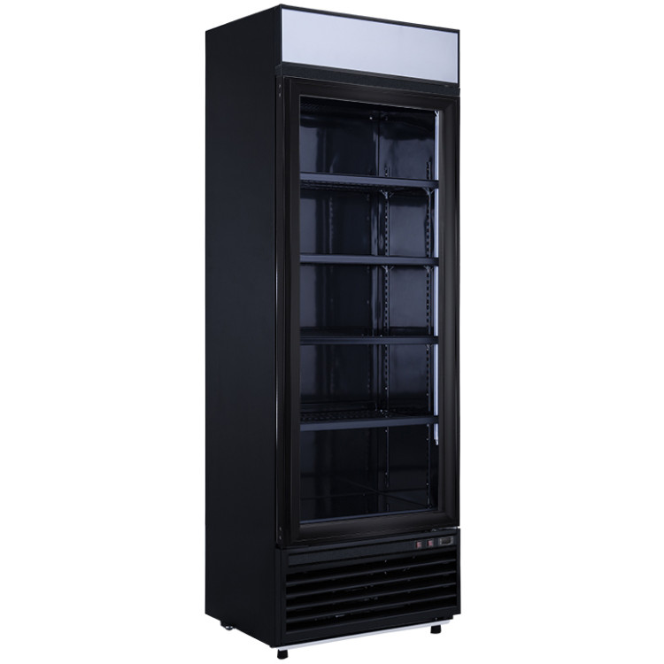 Commercial Display Freezer with Double Glass door 400 litres Black Canopy Light - CELD500FBLACK
