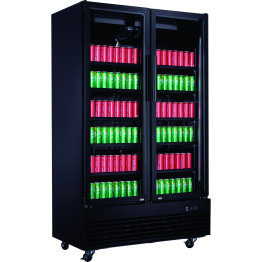 Commercial Bottle cooler Upright 930 litres Ventilated cooling Twin hinged doors Black - CELG1000BFPBLACK