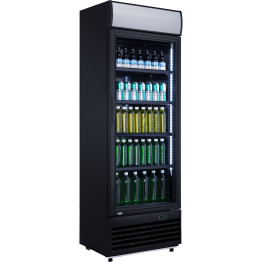 Commercial Drink cooler Upright 332 litres Static cooling Hinged glass door Black Canopy light - CELG332BBLACK