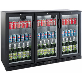 Back bar cooler 3 hinged doors 300 litres Black, height 850mm - CEBC03PP85