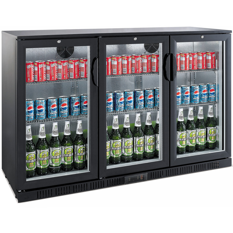 Back bar cooler 3 hinged doors 300 litres Black, height 850mm - CEBC03PP85