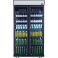 Commercial Bottle cooler Upright 773 litres Fan cooling Twin hinged doors Black Canopy Light - CELG805BBLACK