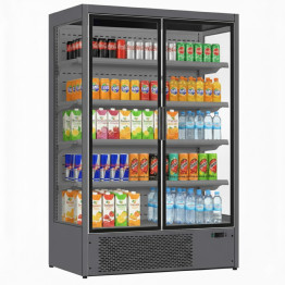 1196L Double Glass Door Multideck Upright Display Fridge – 1330 × 720 × 2030 mm Grey| CaterEq CELKL206