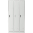 Commercial Grey Three Door Locker with Clothes Hanger, Fixed Shelf and Mirror 900x450x1800mm - CELOCKER3TW Commercial Grey Three Door Locker with Clothes Hanger, Fixed Shelf and Mirror 900x450x1800mm - CELOCKER3TW