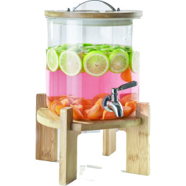 Glass Juice Dispenser 5 litres with Bamboo Stand - CELT004