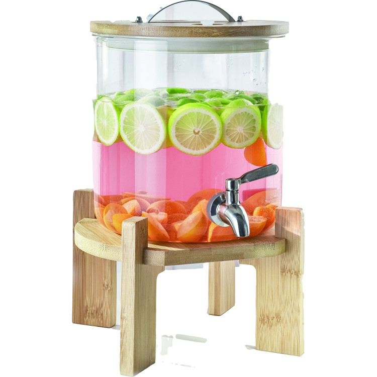 Glass Juice Dispenser 5 litres with Bamboo Stand - CELT004