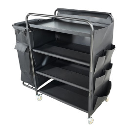 Commercial Stainless Steel Laundry Trolley with Shelves –  1110×490×1125mm Black| CaterEq CELT01B