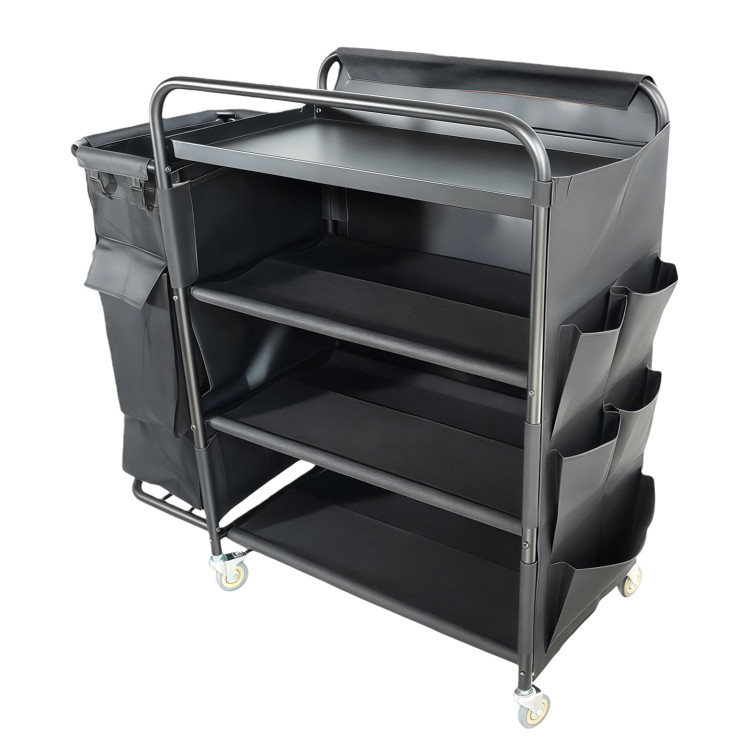 Commercial Stainless Steel Laundry Trolley with Shelves –  1110×490×1125mm Black| CaterEq CELT01B