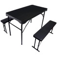 Folding Wood Grain Beer and Picnic Table with Benches Plastic - CEHQM108