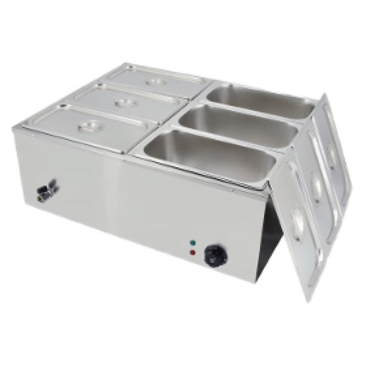 Commercial Stainless Steel Bain Marie with 6 × 1/3 GN Pans and Lids 710×568×280mm | CaterEq CEM1323 Commercial Stainless Steel Bain Marie with 6 × 1/3 GN Pans and Lids 710×568×280mm | CaterEq CEM1323