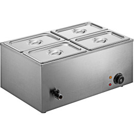 Commercial Bain Marie with 4x1/4Gn Pans and Lids - CEM404 Commercial Bain Marie with 4x1/4Gn Pans and Lids - CEM404