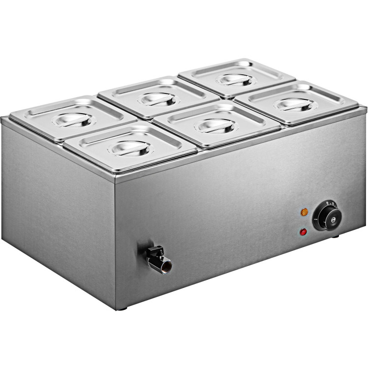 Commercial Bain Marie with 6x1/6Gn Pans and Lids - CEM406 Commercial Bain Marie with 6x1/6Gn Pans and Lids - CEM406