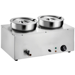 Commercial 14L Stainless Steel 2 Pot Bain Marie Soup & Sauce Warmer 580×320×375mm | CaterEq CEM827