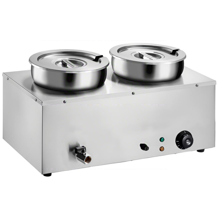 Commercial 14L Stainless Steel 2 Pot Bain Marie Soup & Sauce Warmer 580×320×375mm | CaterEq CEM827