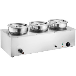 Commercial 21L Stainless Steel 3 Pot Bain Marie Soup & Sauce Warmer 865×320×375mm | CaterEq CEM837