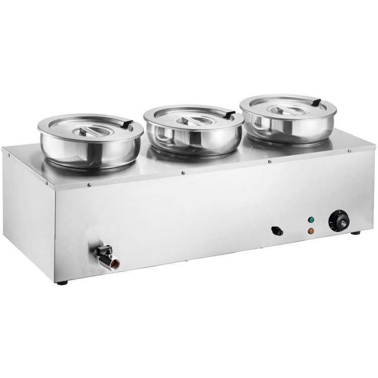 Commercial 21L Stainless Steel 3 Pot Bain Marie Soup & Sauce Warmer 865×320×375mm | CaterEq CEM837