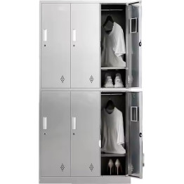 Commercial Stainless Steel Locker 6 Doors 900x420x1800mm - CEMB18090SS6DL