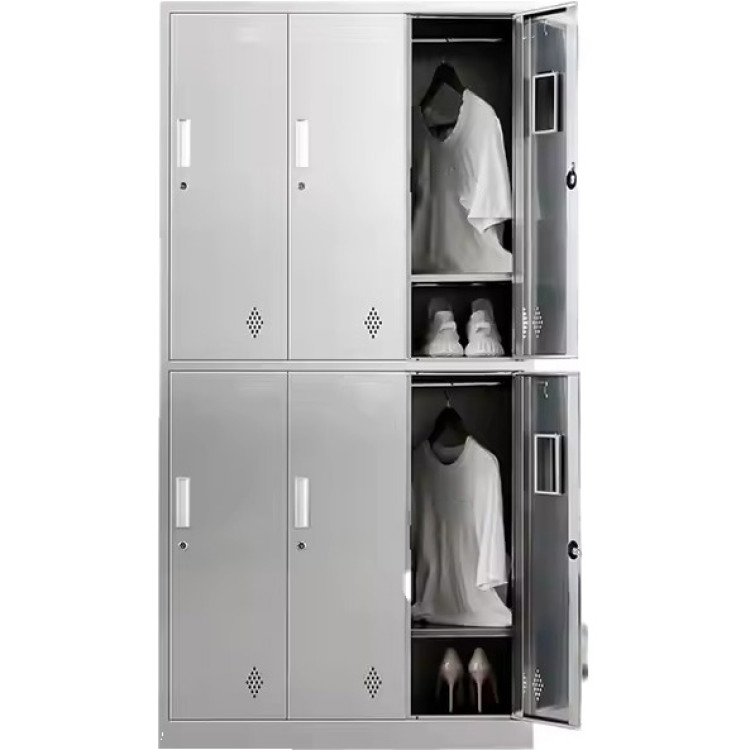 Commercial Stainless Steel Locker 6 Doors 900x420x1800mm - CEMB18090SS6DL