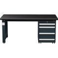 Commercial Heavy Duty Work Table with 4 Drawers 1500x750x800mm Black - CEMB80150HDT4D
