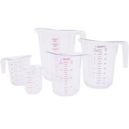 Set of 5 pcs Polycarbonate Measuring Jugs Heavy duty - CEMC5