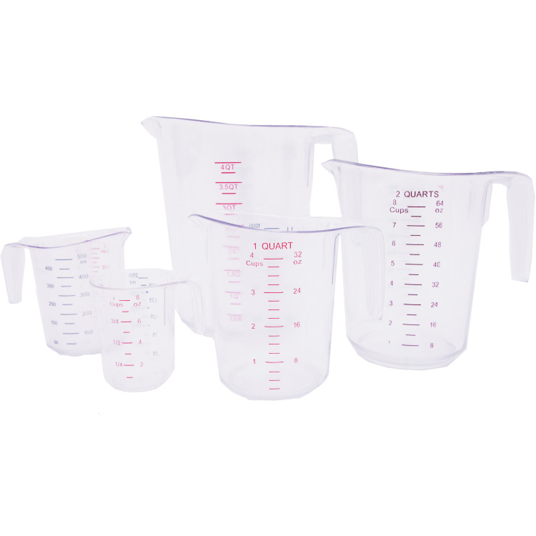 Set of 5 pcs Polycarbonate Measuring Jugs Heavy duty - CEMC5