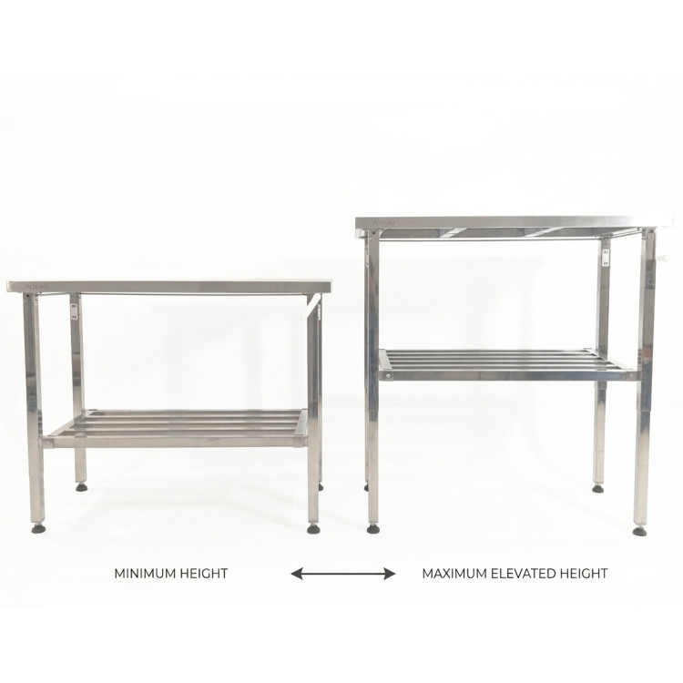 Adjustable Elevating Stainless Steel Work Table 1200×600×700–1000 mm | CaterEq CEMCEWA60120