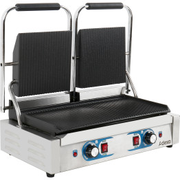 Heavy Duty Twin Panini Contact grill Dual Zone 3.6kW Ribbed - CEMLP813