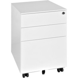 Professional White Mobile Pedestal with 3 Lockable Drawers 390x520x600mm - CEMP3WHITE