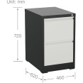 Professional Filing Cabinet 2 drawer 460x620x720mm Dark Grey & White - CEMXDC1DARKGREY