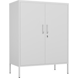 Professional Metal Storage Cabinet 2 doors 800x380x1000mm 2 adjustable shelves White - CEMXHSC002WHITE