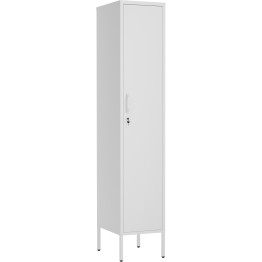 Professional Metal Storage Cabinet 1 Door 350x460x1830mm 3 adjustable shelves White - CEMXHSC003WHITE