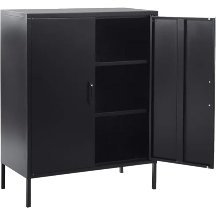 Commercial Steel Black Storage Cabinet 2 Shelves 2 Door 800x400x1020mm - CEMYHC02BLACK