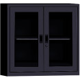 Commercial Metal Black Storage Cabinet 1 Shelf 2 Glass Door 900x400x900mm - CEMYOC03BLACK
