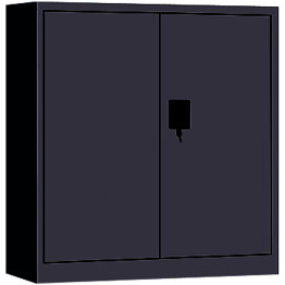 Commercial Metal Black Storage Cabinet 1 Shelf 2 Door Lockable 900x400x900mm - CEMYOC04BLACK