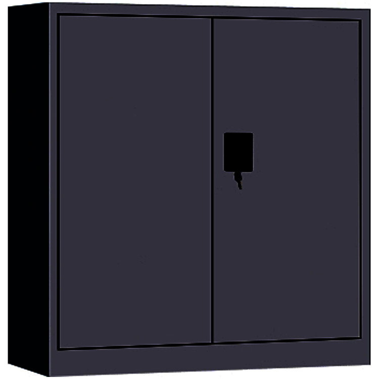 Commercial Metal Black Storage Cabinet 1 Shelf 2 Door Lockable 900x400x900mm - CEMYOC04BLACK