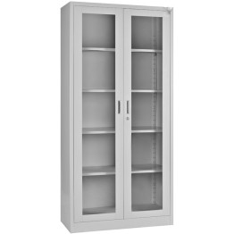 Commercial Steel Cabinet 4 Shelves 2 Glass Doors 900x400x1850mm - CEMYOC13 Commercial Steel Cabinet 4 Shelves 2 Glass Doors 900x400x1850mm - CEMYOC13