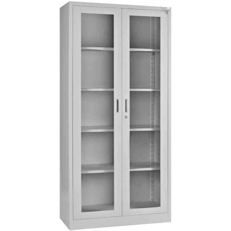 Commercial Steel Cabinet 4 Shelves 2 Glass Doors 900x400x1850mm - CEMYOC13