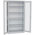 Commercial Steel Cabinet 4 Shelves 2 Glass Doors 900x400x1850mm - CEMYOC13