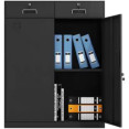 Commercial Metal Black Storage Cabinet 1 Shelf 2 Drawers 2 Door Lockable 900x400x1090mm - CEMYSC03BLACK