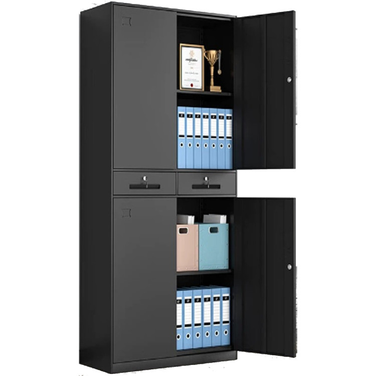 Commercial Steel Cabinet 2 Shelves 2 Drawers 4 Door 900x400x1850mm Black - CEMYSC09 Commercial Steel Cabinet 2 Shelves 2 Drawers 4 Door 900x400x1850mm Black - CEMYSC09